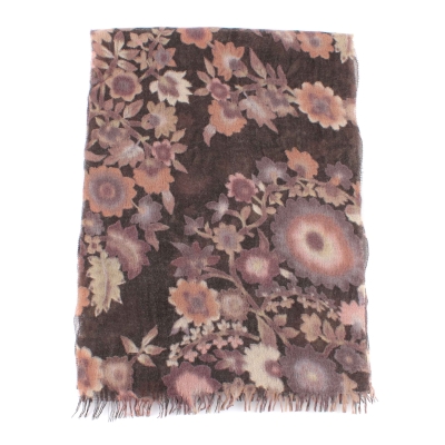 Wool scarf Pulcra Fiori N, 34x202  cm, Brown