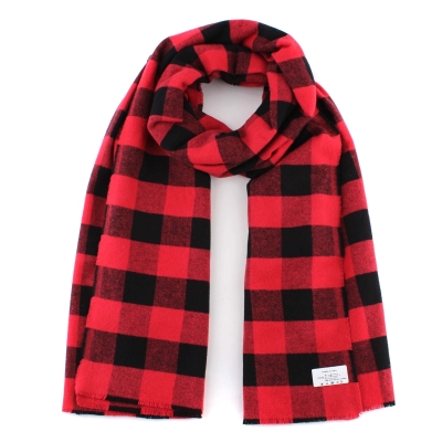 Winter cotton scarf Pulcra Stendhal, 80x200 cm, Red-black plaid