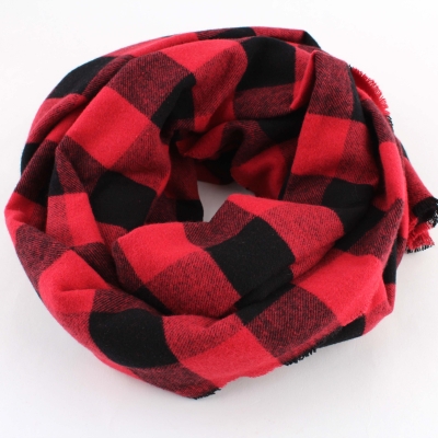 Winter cotton scarf Pulcra Stendhal, 80x200 cm, Red-black plaid