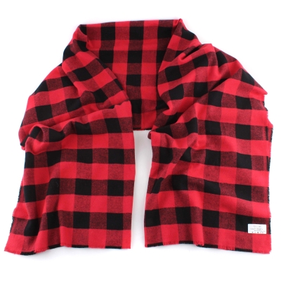 Winter cotton scarf Pulcra Stendhal, 80x200 cm, Red-black plaid