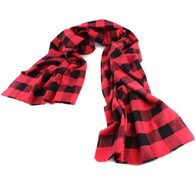 Winter cotton scarf Pulcra Stendhal, 80x200 cm, Red-black plaid