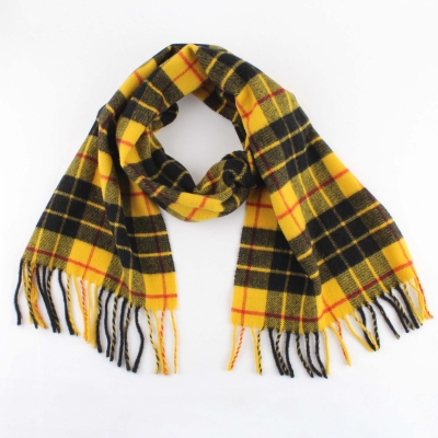 Wool scarf Pulcra Tartan, 30x168 cm, Yellow-black