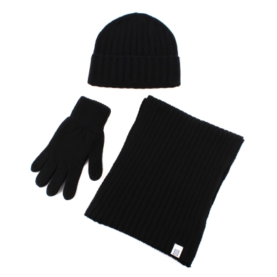 Set of cashmere scarf, hat and gloves Tesma/Mate 909, Black