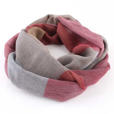 Fine cotton scarf Pulcra Biella, 54x200 cm, Grey - burgundy