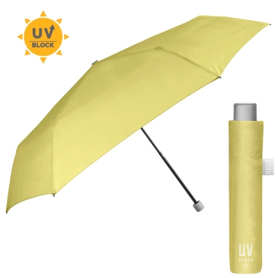 Umbrelă de dama neautomată Extra Slim cu protecție UV50 Perletti Time 26409, Galben pastel