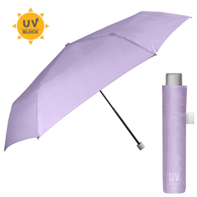 Umbrelă de dama neautomată Extra Slim cu protecție UV50 Perletti Time 26409, Lila pastel