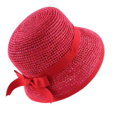 Ladies' Summer Raffia Hat Fratelli Mazzanti FM 8593, Red