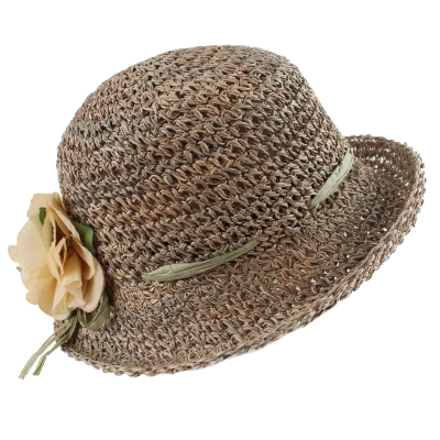 Pălărie de vară pentru femei Fratelli Mazzanti FM 6774, Natural/Flori galbene
