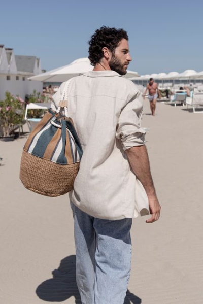 Beach Backpack Bag HatYou BR0313, Dark Green/Natural