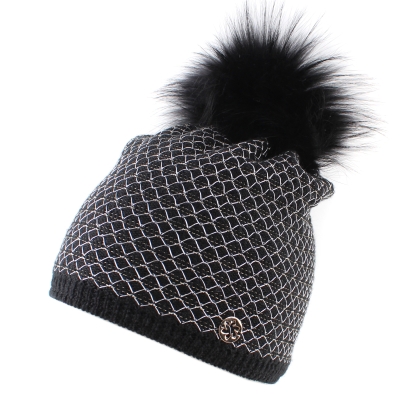 Ladies' Knitted Hat JG5328, Black/Silver