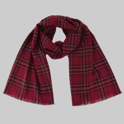 Fine wool scarf Ma.Al.Bi. MAB517 303/5, 37x180 cm, Dark Red Check