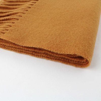 Plain wool scarf Pulcra Livigno, 30x150 cm, Ochre