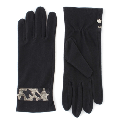 Ladies' microfiber gloves HatYou GL0965, Black/Gold