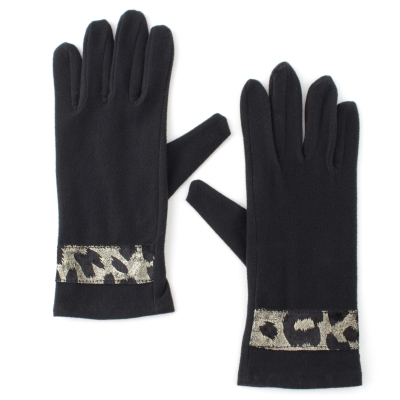 Ladies' microfiber gloves HatYou GL0965, Black/Gold