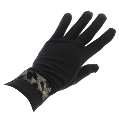 Ladies' microfiber gloves HatYou GL0965, Black/Gold