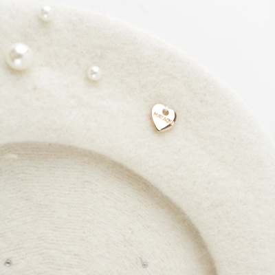 Ladies' wool beret with pearls and rhinestones HatYou CP4176, Black