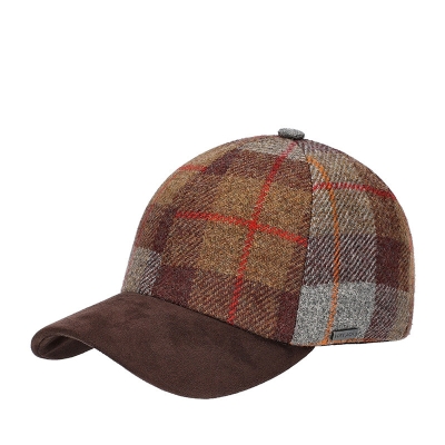 Șapcă de bărbați tip baseball HatYou CP4324, Carouri maro-bej