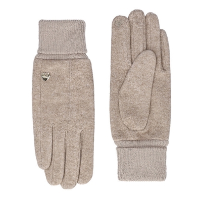 Дамски ръкавици от плат с маншет HatYou GL1604, Бежов