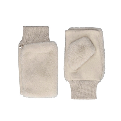 Комплект дамска пухкава бейзболна шапка и ръкавици HatYou CP4331&GL1343, Светлобежов