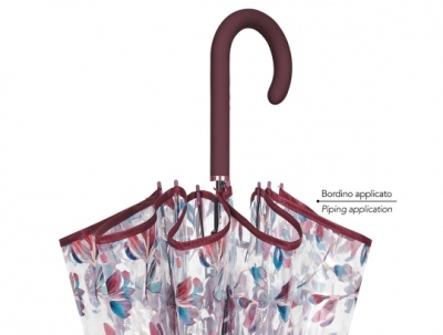 Umbrelă de golf pentru femei, transparentă, automată Perletti Time 26447, Transparentă / Frunze