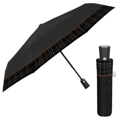 Umbrelă bărbătească automată Open-Close Perletti Time 26457, Negru/Ocru