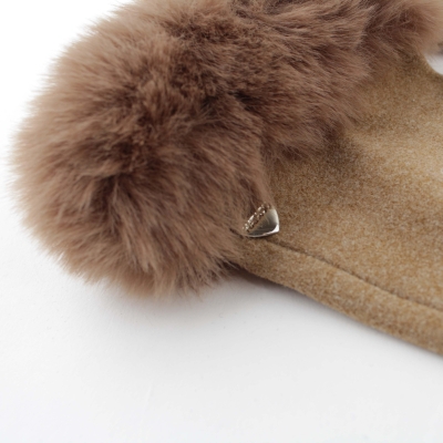 Mănuși damă din material textil cu manșetă pufoasă HatYou GL1457, Camila