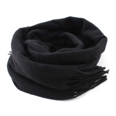 Едноцветен вълнен шал Pulcra Livigno, 30x150 cm, Черен