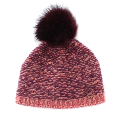 Căciulă tricotată pentru dame cu pom-pom natural Granadilla JG5421, Roz-Mov