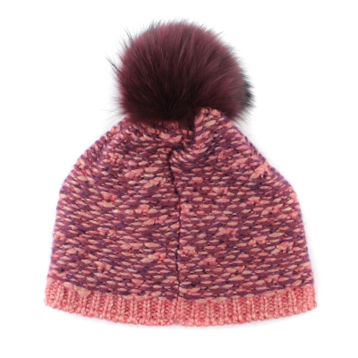Căciulă tricotată pentru dame cu pom-pom natural Granadilla JG5421, Roz-Mov