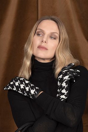 Комплект шапка и ръкавици HatYou CP4143&GL1525, Черно-бял 