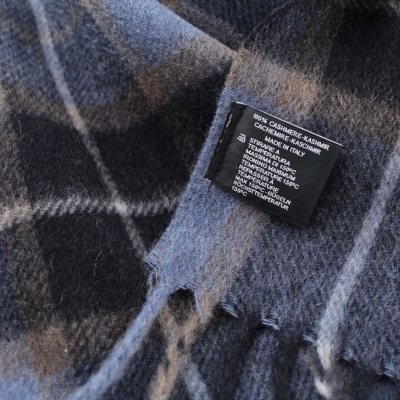 Кашмирен шал Ma.Al.Bi. MAB813 74/4, 37х180 см, Синьо каре