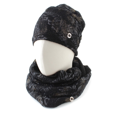 Hat and Infinity Scarf Set Granadilla JG5319 & JG5320, Black