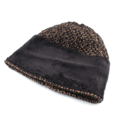 Set Căciulă Tricotată cu Pompon din Blană Naturală și Fular Granadilla JG5421 & JG5422, Maro