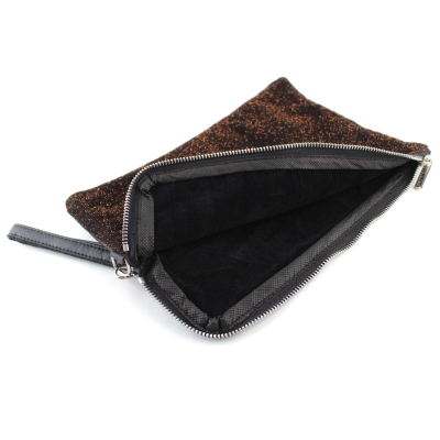 Set with hat and flat bag for smart devices Granadilla JG5314&JG5315, Black/Copper Lurex