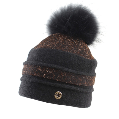 Set with hat and flat bag for smart devices Granadilla JG5313&JG5315, Black/Copper Lurex