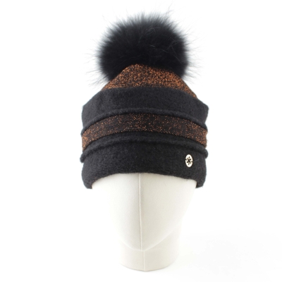 Set with hat and flat bag for smart devices Granadilla JG5313&JG5315, Black/Copper Lurex