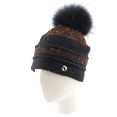 Set with hat and flat bag for smart devices Granadilla JG5313&JG5315, Black/Copper Lurex