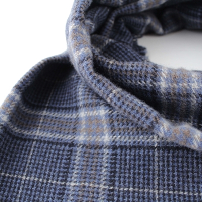 Фин кашмирен шал Ma.Al.Bi. MAB836 103/2, 37x180 см, Синьо каре