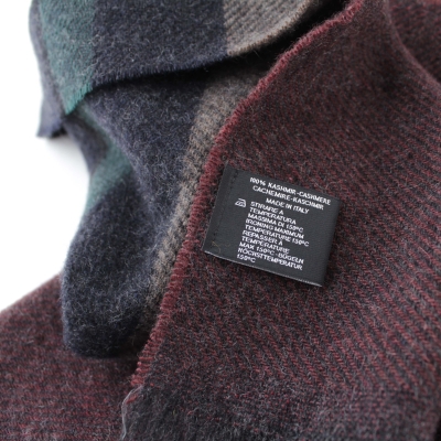 Фин кашмирен шал Ma.Al.Bi. MAB836 105/4, 37x180 см, Бордо-синьо райе