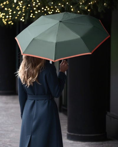 Дамски автоматичен Open-Close чадър Perletti Technology 21808, Сиво-зелен