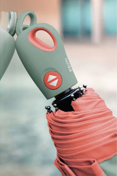 Дамски автоматичен Open-Close чадър Perletti Technology 21808, Сиво-зелен