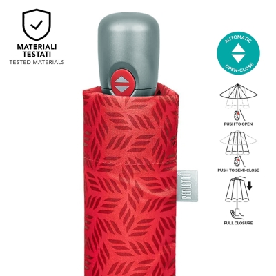Дамски сгъваем автоматичен Open-Close чадър Perletti Time 26418, Червен