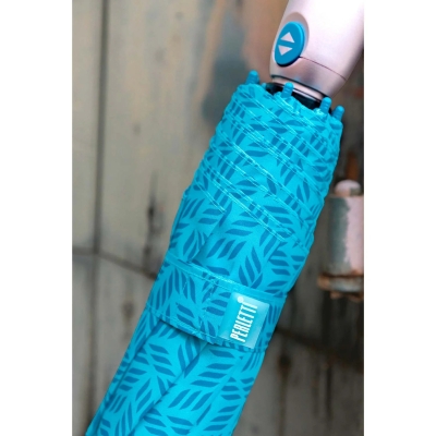 Дамски сгъваем автоматичен Open-Close чадър Perletti Time 26418, Светлосин