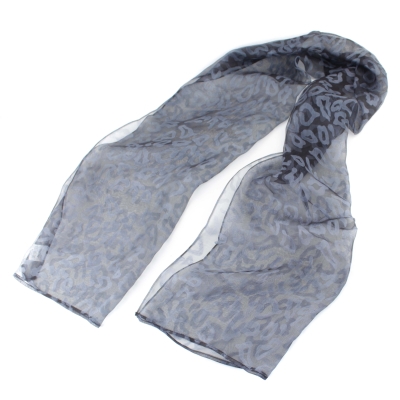 Дамски копринен шал HatYou SE0479, 50х180 см, Черно-сив