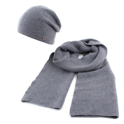 Set fular și căciulă din cașmir Granadilla JG5140&5256, Gri