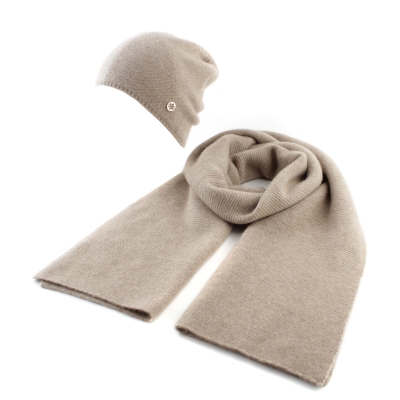 Комплект шал и шапка от кашмир Granadilla  JG5140&5256, Бежов