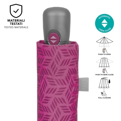 Дамски сгъваем автоматичен чадър Open-Close | Perletti Time 26418 | Пепелно розово