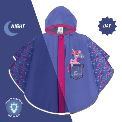 Kids rain poncho | Perletti CoolKids | Mermaid | Purple