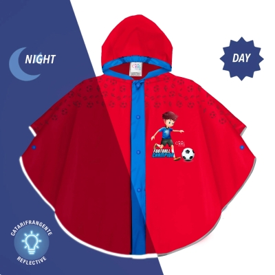Pelerină de ploaie pentru copii | Perletti CoolKids | Fotbal | Roșu