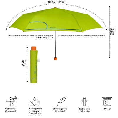 Women’s manual Extraslim umbrella Perletti Time 26415, Green